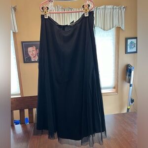 Black mid length skirt with tulle overlay